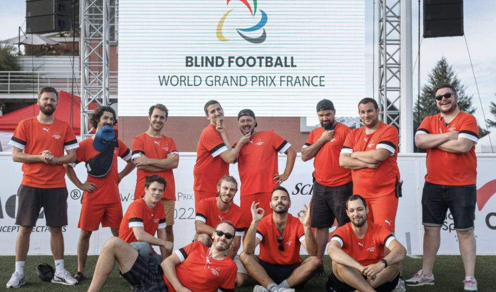 Photo de l'équipe technique audiovisuel pour le World Grand Prix 2022 de Blind Football